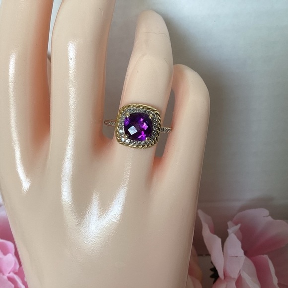 14k AMETHYST AND DIAMOND RING - Picture 7 of 7
